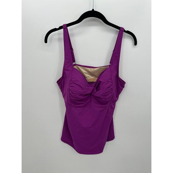 Lands End Womens Purple Tankini Bathing Suit Top Size 14 Beach Vaca Swim - Picture 1 of 7